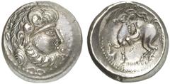 TETRADRACHMEN DES HELLENISMUS DIE SAMMLUNG DIETER GRUNOW, BERLIN KELTEN DACIA AR-Tetradrachme, 3. Jahrhundert v. Chr.; 11,76 g. Bärtiger Kopf r.//Reiter l. Dembski vergl. 1230; Göbl, Ostkelten 308/2; 