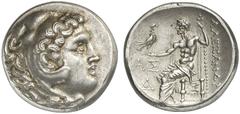 TETRADRACHMEN DES HELLENISMUS DIE SAMMLUNG DIETER GRUNOW, BERLIN GRIECHEN THRACIA ODESSOS AR-Tetradrachme (Alexandreier), 238/237 v. Chr. (?); 17,02 g. Herakleskopf im Löwenfell r.//Zeus Aetophoros si