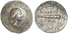 TETRADRACHMEN DES HELLENISMUS DIE SAMMLUNG DIETER GRUNOW, BERLIN GRIECHEN MACEDONIA RÖMISCHE PROVINZ AR-Tetradrachme, 147, Amphipolis; 16,74 g. Drapierte Artemisbüste mit Lorbeerkranz, Bogen und Köche