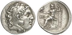 TETRADRACHMEN DES HELLENISMUS DIE SAMMLUNG DIETER GRUNOW, BERLIN GRIECHEN IONIA MAGNESIA AR-Tetradrachme (Alexandreier), 282/225 v. Chr.; 17,14 g. Herakleskopf im Löwenfell r.//Zeus Aetophoros sitzt l