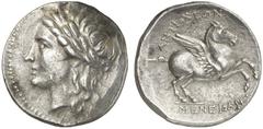 TETRADRACHMEN DES HELLENISMUS DIE SAMMLUNG DIETER GRUNOW, BERLIN GRIECHEN CARIA ALABANDA ALS ANTIOCHIA AR-Tetradrachme, 197/189 v. Chr., Magistrat Menekles; 16,76 g. Apollokopf l. mit Lorbeerkranz//Pe