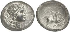 TETRADRACHMEN DES HELLENISMUS DIE SAMMLUNG DIETER GRUNOW, BERLIN GRIECHEN CARIA ALABANDA AR-Tetradrachme, 167/166 v. Chr.; 16,60 g. Apollokopf r. mit Lorbeerkranz//Pegasus fliegt r. Waggoner in Kraay 