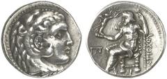 TETRADRACHMEN DES HELLENISMUS DIE SAMMLUNG DIETER GRUNOW, BERLIN GRIECHEN SYRIA KÖNIGREICH Antiochos I., 294-280-261 v. Chr. AR-Tetradrachme, nach 294, Seleukeia; 16,33 g. Herakleskopf im Löwenfell r.