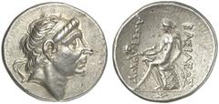 TETRADRACHMEN DES HELLENISMUS DIE SAMMLUNG DIETER GRUNOW, BERLIN GRIECHEN SYRIA KÖNIGREICH Antiochos II., 261-246 v. Chr. AR-Tetradrachme, nach 261 v. Chr., Lysimacheia; 16,96 g. Kopf Antiochos I. r. 