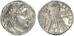 TETRADRACHMEN DES HELLENISMUS DIE SAMMLUNG DIETER GRUNOW, BERLIN GRIECHEN SYRIA KÖNIGREICH Demetrios II., 2. Regierung, 129-125 v. Chr. AR-Schekel, Jahr 184 seleukidischer Ära (= 129/128 v. Chr.), Tyr