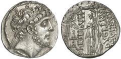 TETRADRACHMEN DES HELLENISMUS DIE SAMMLUNG DIETER GRUNOW, BERLIN GRIECHEN SYRIA KÖNIGREICH Antiochos IX., 114-95 v. Chr. AR-Tetradrachme, 110/109 v. Chr., Antiochia; 16,24 g. Kopf r. mit Diadem//Athen