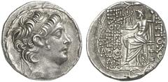 TETRADRACHMEN DES HELLENISMUS DIE SAMMLUNG DIETER GRUNOW, BERLIN GRIECHEN SYRIA KÖNIGREICH Antiochos X., 94-92 v. Chr. AR-Tetradrachme, 94 v. Chr., Antiochia; 15,72 g. Kopf r. mit Diadem//Zeus Nikepho