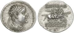 TETRADRACHMEN DES HELLENISMUS DIE SAMMLUNG DIETER GRUNOW, BERLIN GRIECHEN BACTRIA Eukratides I., 170-155 v. Chr. AR-attische Tetradrachme, 170/165 v. Chr., Balkh; 16,92 g. Drapierte Büste r. mit Diade