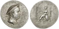 TETRADRACHMEN DES HELLENISMUS DIE SAMMLUNG DIETER GRUNOW, BERLIN GRIECHEN BACTRIA Apollodotos I., 165-160 v. Chr. AR-attische Tetradrachme, Pushkalavati; 16,37 g. Drapierte Büste r. mit Kausia//Athena