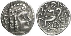 TETRADRACHMEN DES HELLENISMUS DIE SAMMLUNG DIETER GRUNOW, BERLIN GRIECHEN SOGDIANA Scythen, ca. 130-80 v. Chr. AR-Tetradrachme nach Typ Euthydemos; 9,11 g. Kopf des Euthydemos r.//Herakles sitzt l. au