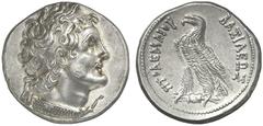 TETRADRACHMEN DES HELLENISMUS DIE SAMMLUNG DIETER GRUNOW, BERLIN GRIECHEN AEGYPTUS Ptolemaios VI., 180-145 v. Chr. AR-Tetradrachme, 180/170 v. Chr., Alexandria; 13,99 g. Kopf des Ptolemaios I. r. mit 
