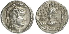 MÜNZEN AUS DER WELT DER ANTIKE GRIECHISCHE MÜNZEN ATTICA ATHEN AR-Tetradrachme, Anthesterion (= Februar/März) 107 v. Chr.; 16,96 g. Athenakopf r. mit attischem Helm//In Kranz: Eule auf Amphore mit Θ v