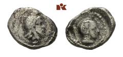 LYCIA Ddenevele. AR-Trihemiobol; 0.56 g. Kopf r. mit Kyrbasia//Athenakopf r. mit attischem Helm. Winzer 24.5. RR Schön-sehr schön