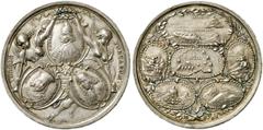 EUROPÄISCHE MÜNZEN UND MEDAILLEN ITALIEN VENEDIG Marc Antonio Giustinian, 1684-1688 Silbermedaille 1687, von G. Hautsch, auf die Siege Venedigs gegen die Türken in Griechenland. Drei Medaillons mit de