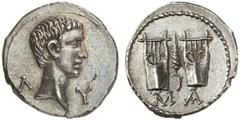 AUSGEWÄHLTE MÜNZEN AUS DER SAMMLUNG EINES ÄSTHETEN RÖMISCHE MÜNZEN MÜNZEN DER RÖMISCHEN KAISERZEIT Augustus, 30 v.-14 n. Chr. AR-Drachme, 27/20 v. Chr., Masikytes (Lycia); 3,49 g. Kopf r.//Zwei Lyren,