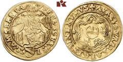 EUROPÄISCHE MÜNZEN UND MEDAILLEN FRANKREICH/ELSASS STRASSBURG, STADT Florin d'or o. J. (1529-1601). 3,17 g. Madonna thront v. v. mit ausgebreiteten Armen, auf ihrem Schoß sitzt das Kind, darunter Stad