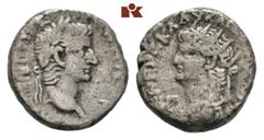 Nero, 54-68 und Tiberius. B-Tetradrachme, Jahr 13 (=66/67), Alexandria (Aegyptus); 40 g. Kopf l. mit Strahlenbinde, Aegis l.//Kopf r. mit Lorbeerkranz. Dattari 185; Geissen 187; Kampmann/Ganschow 14.1