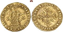 EUROPÄISCHE GOLDPRÄGUNGEN FRANKREICH KÖNIGREICH Philippe IV, le Bel, 1285-1314 Florin d'or "à la Reine" o. J. (1305). 4,49 g. PhILIPP' : DeI : GRa FRaChORV : REX Der gekrönte, mit langem Mantel beklei