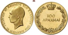 EUROPÄISCHE GOLDPRÄGUNGEN GRIECHENLAND Georg II., 2. Regierung, 1935-1947 100 Drachmen o. J. (1940), Birmingham, geprägt anläßlich des 5. Jahrestages seiner Rückkehr aus dem Exil nach Athen am 25. Nov