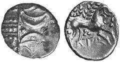 KELTISCHE MÜNZEN (CELTIC COINS) BRITANNIA BRITANNIA ICENI. Anted, 1-25 n. Chr. Õ-"Unit"; 5.33 g. Halbmond-Muster//Pferd r., darunter Monogramm. van Arsdell 711-1. Vorzüglich Schätzpreis: 75,00 EUR