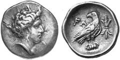GRIECHISCHE MÜNZEN (GREEK COINS) PELOPONNESUS PELOPONNESUS OLYMPIA. Õ-Hemidrachme, 363/323 v. Chr.; 2.97 g. Herakopf r.//Adler steht r., davor Blitz. Seltman Pl. XII, 25 (stempelgleich); SNG Cop. 409.