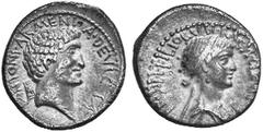 RÖMISCHE MÜNZEN (ROMAN COINS) IMPERATORISCHE PRÄGUNGEN IMPERATORISCHE PRÄGUNGEN Marcus Antonius, † 30 v. Chr. und Kleopatra. Õ-Denar, 34 v. Chr., Alexandria; 3.42 g. Kopf r., dahinter armenische Tiara
