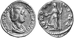 RÖMISCHE MÜNZEN (ROMAN COINS) MÜNZEN DER RÖMISCHEN KAISERZEIT MÜNZEN DER RÖMISCHEN KAISERZEIT Didius Julianus, 193 für Manlia Scantilla. Õ-Denar, Rom; 3.07 g. Drapierte Büste r.//Iuno steht l. mit Pat