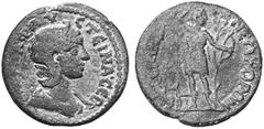 RÖMISCHE MÜNZEN (ROMAN COINS) MÜNZEN DER RÖMISCHEN KAISERZEIT MÜNZEN DER RÖMISCHEN KAISERZEIT Antoninus IV. Elagabal, 218-222 für Annia Faustina. Æs, Ephesos (Ionia); 11.11 g. Drapierte Büste r. mit S