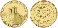 EUROPÄISCHE GOLDMÜNZEN UND -MEDAILLEN GRIECHENLAND Republik. 100 Euro 2004. XXVIII. Olympische Sommerspiele in Athen 2004 - Palast von Knossos. 10,00 g Feingold. Fb. 37. Im Etui. Polierte Platte