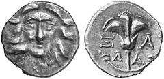 GRIECHISCHE MÜNZEN CARIA MYLASA. AR-Drachme, 167/130 v. Chr.; 2.13 g. Helioskopf fast v. v.//Rose. Ashton in NC 1992, 285 c (dies Exemplar). Sehr schön Exemplar der Auktion Dr. Busso Peus Nachf. 313, 
