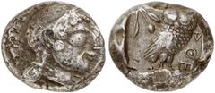 GRIECHISCHE MÜNZEN ATTICA ATHEN AR-Tetradrachme, um 500/480 v. Chr.; 16,96 g. Athenakopf r. mit attischem Helm//In Incusum: Eule r., dahinter Olivenzweig. Seltman Gruppe M. Fast sehr schön