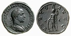 RÖMISCHE MÜNZEN (ROMAN COINS) MÜNZEN DER RÖMISCHEN KAISERZEIT MÜNZEN DER RÖMISCHEN KAISERZEIT Gordianus II. Africanus, 238. Æ-Sesterz, 238, Rom; 20.11 g. Drapierte Büste r. mit Lorbeerkranz//Virtus st