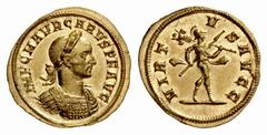 RÖMISCHE MÜNZEN (ROMAN COINS) MÜNZEN DER RÖMISCHEN KAISERZEIT MÜNZEN DER RÖMISCHEN KAISERZEIT Carus, 282-283. AV-Aureus, 282, Ticinum; 4.35 g. Gepanzerte Büste r. mit Lorbeerkranz//Mars geht r. mit Sp