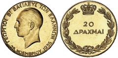 EUROPÄISCHE GOLDMÜNZEN UND -MEDAILLEN GRIECHENLAND. Georg II., 2. Regierung, 1935-1947. 20 Drachmen o. J. (1940), Birmingham, geprägt anläßlich des 5. Jahrestages seiner Rückkehr aus dem Exil nach Ath