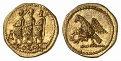 GRIECHISCHE MÜNZEN (GREEK COINS) SCYTHIA SCYTHIA Koson, ca. 50/25 v. Chr. AV-Stater, 50/25 v. Chr., Olbia; 8.35 g. Magistrat schreitet l. zwischen zwei Liktoren, davor Monogramm//Adler l. mit Kranz un