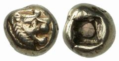 GRIECHISCHE MÜNZEN (GREEK COINS) LYDIA LYDIA Alyattes, 610-561 v. Chr. El-1/12 Stater, 610/561 v. Chr., Sardeis; 1.19 g. Löwenkopf r.//Incusum, darin Kugel. SNG v. Aulock vergl. 2871; Waggoner, Rosen 