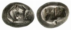 GRIECHISCHE MÜNZEN (GREEK COINS) LYDIA LYDIA Kroisos, 561-546 v. Chr. AR-1/2 Stater, Sardeis; 5.11 g. Löwen- und Stierprotome einander gegenüber//Zweigeteiltes Incusum. SNG v. Aulock 2875 ff. Kl. Krat