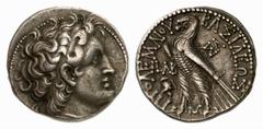 GRIECHISCHE MÜNZEN (GREEK COINS) AEGYPTUS AEGYPTUS Ptolemaios VIII., 145-116 v. Chr. AR-Tetradrachme, Jahr 32 (= 139/138 v. Chr.), Salamis (Cyprus); 14.09 g. Kopf Ptolemaios I. r. mit Diadem//Adler au