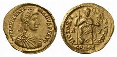 RÖMISCHE MÜNZEN (ROMAN COINS) MÜNZEN DER RÖMISCHEN KAISERZEIT MÜNZEN DER RÖMISCHEN KAISERZEIT Valentinianus III., 425-455. AV-Solidus, 430/445, Ravenna; 4.39 g. Drapierte Büste r. mit Rosettendiadem//