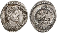 RÖMISCHE MÜNZEN MÜNZEN DER RÖMISCHEN KAISERZEIT. Julianus II. Apostata, 360-363. AR-Siliqua, 360/363, Arelate, 3. Offizin; 1,60 g. D N FL CL IVLIA - NVS P F AVG Drapierte Büste r. mit Perldiadem//VOT/