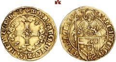 EUROPÄISCHE MÜNZEN UND MEDAILLEN BELGIEN. BRABANT. Karl V. (Karl I. von Spanien), 1506-1555. Florin d'or au St. Philippe o. J. (1506-1521), Antwerpen. 3,29 g. Delm. 93; Fb. 52; Vanhoudt 200 AN. GOLD. 