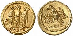 GRIECHISCHE MÜNZEN (GREEK COINS) SCYTHIA Koson, ca. 50/25 v. Chr. AV-Stater, 50/25 v. Chr., Olbia; 8.35 g. Magistrat schreitet l. zwischen zwei Liktoren, davor Monogramm//Adler l. mit Kranz und Zepter