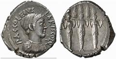 RÖMISCHE MÜNZEN (ROMAN COINS) MÜNZEN DER RÖMISCHEN REPUBLIK AR-Denar, 43 v. Chr., Rom, P. Accoleius Lariscolus; 3,92 g. Kopf der Diana Nemorensis r.//Dreifache Kultstatue der Diana Nemorensis v. v. (D