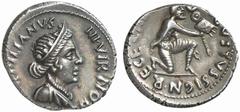 RÖMISCHE MÜNZEN (ROMAN COINS) MÜNZEN DER RÖMISCHEN KAISERZEIT Augustus, 30 v.-14 n. Chr. AR-Denar, 19 v. Chr., Rom, P. Petronius Turpilianus; 3,68 g. Feroniabüste r.//Kniender Parther r. präsentiert S