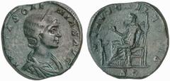 RÖMISCHE MÜNZEN (ROMAN COINS) MÜNZEN DER RÖMISCHEN KAISERZEIT Antoninus IV. Elagabal, 218-222 für Julia Soaemias. Æ-Sesterz, Rom; 19.49 g. Drapierte Büste r. mit Diadem//Venus sitzt l. mit Apfel und Z