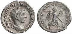 RÖMISCHE MÜNZEN (ROMAN COINS) MÜNZEN DER RÖMISCHEN KAISERZEIT Herennius Etruscus, 251. AR-Antoninian, Rom; 3.45 g. Drapierte Büste r. mit Strahlenbinde//VICTORIA GERMANICA Victoria geht r. mit Kranz u