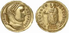 RÖMISCHE MÜNZEN (ROMAN COINS) MÜNZEN DER RÖMISCHEN KAISERZEIT Maximinus II. Daia, 305-313. AV-Aureus, 310/311, Antiochia; 5.30 g. Kopf r. mit Lorbeerkranz//CONSVL P P-PROCONSVL Kaiser steht v. v. in T