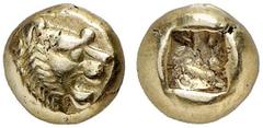 GRIECHISCHE MÜNZEN LYDIA. Alyattes, 610-561 v. Chr. El-1/12 Stater, 610/561 v. Chr., Sardeis; 1,17 g. Löwenkopf r.//Incusum. SNG v. Aulock 2871; Waggoner, Rosen Coll. 654; Weidauer 90. Gutes sehr schö