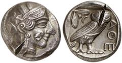 GRIECHISCHE MÜNZEN LYDIA. SARDES. Kyros der Jüngere, † 401 v. Chr. AR-Tetradrachme, um 407/404 v. Chr.; 16,84 g. Athenakopf r. mit attischem Helm, auf der Wange kleiner Kopf Kyros des Jüngeren r. mit 
