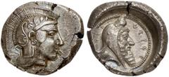 GRIECHISCHE MÜNZEN LYCIA. Kherei. AR-Stater, 430/410 v. Chr., Pinara; 8,46 g. Athenakopf r. mit attischem Helm//In rundem Incusum: Kopf r. mit Kyrbasia. Müseler VI, 49 (dies Exemplar); Winzer 23.1 (di